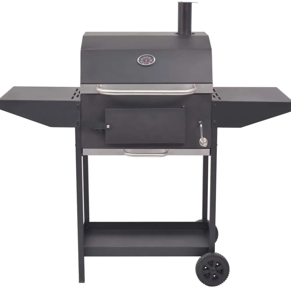 vidaXL Barbecue au charbon de bois avec étagère inférieure Noir