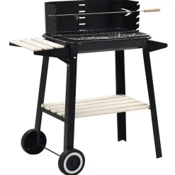 Arts De La Table & Arts Culinaires-vidaXL Barbecue au charbon de bois avec roulettes white shelf