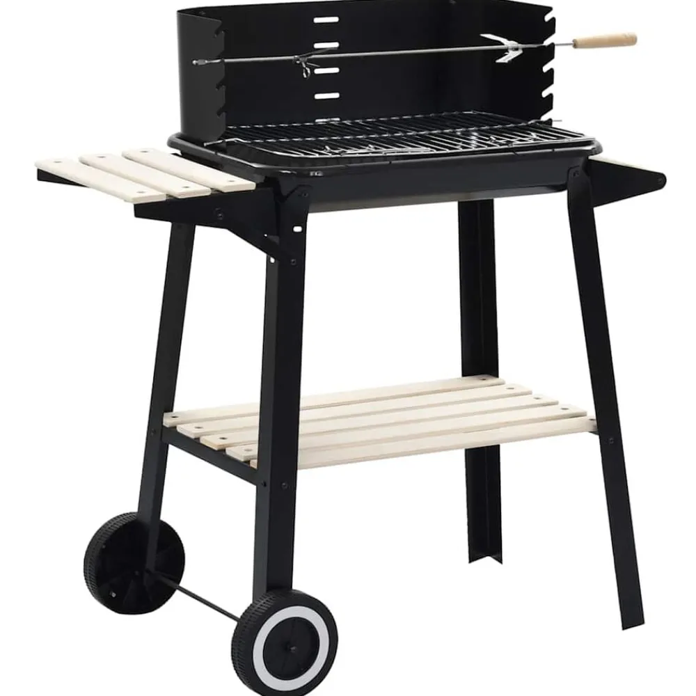 Arts De La Table & Arts Culinaires-vidaXL Barbecue au charbon de bois avec roulettes white shelf