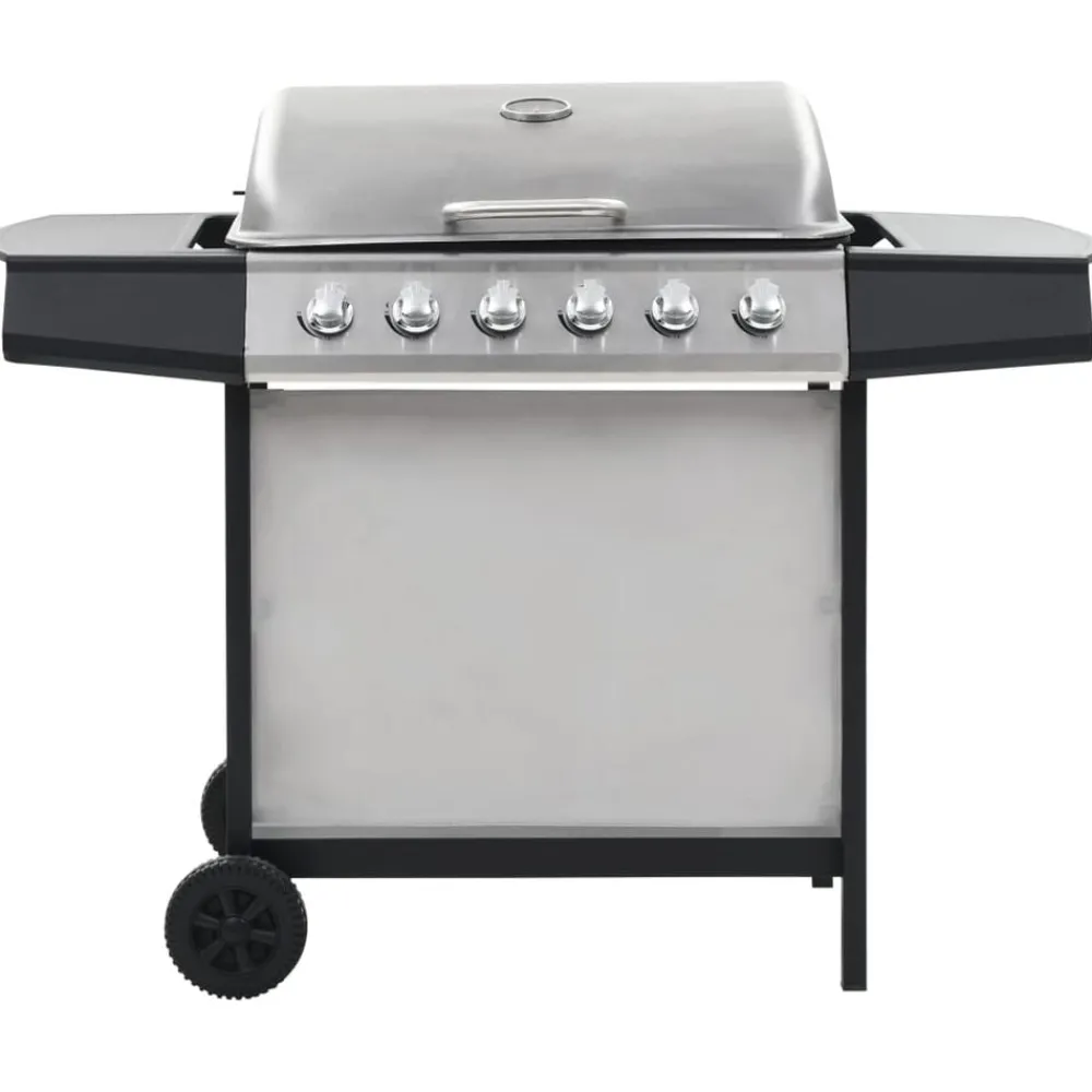 Arts De La Table & Arts Culinaires-vidaXL Barbecue au gaz avec 6 zones de cuisson Inox Argenté Argenté et noir
