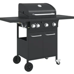 vidaXL Barbecue gril à gaz avec 4 brûleurs noir acier enduit de poudre