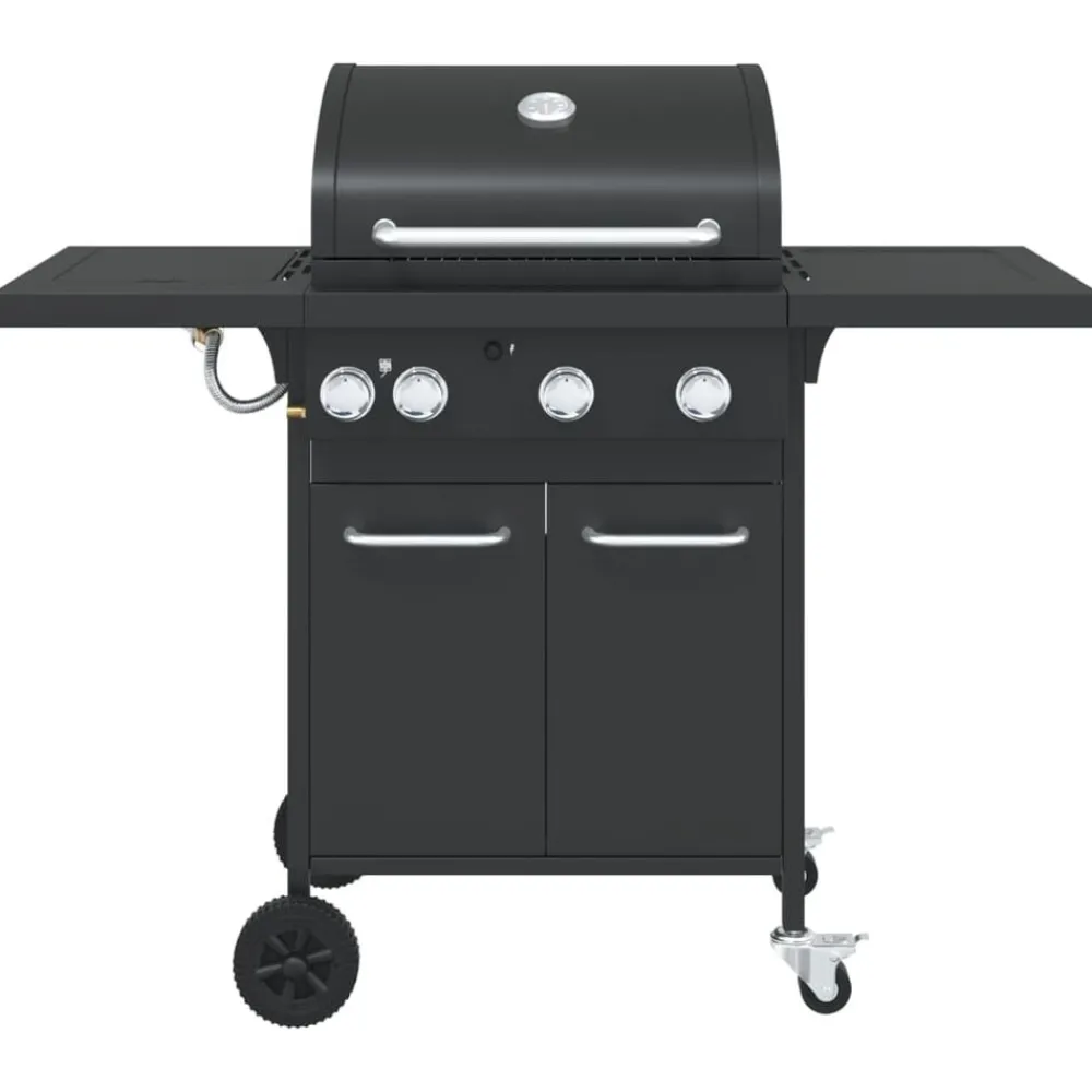 vidaXL Barbecue gril à gaz avec 4 brûleurs noir acier enduit de poudre