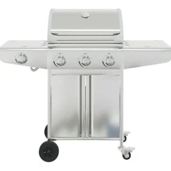 vidaXL Barbecue gril à gaz avec 4 brûleurs argenté acier inoxydable