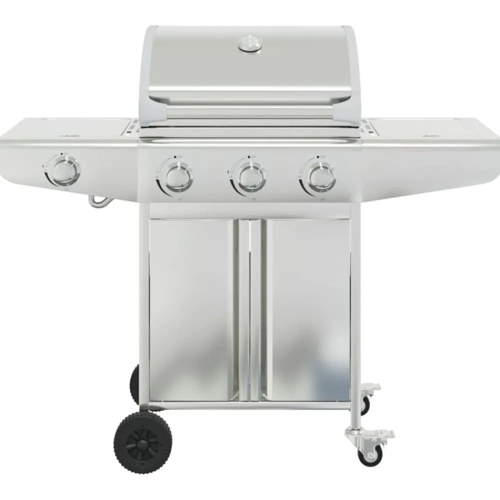 vidaXL Barbecue gril à gaz avec 4 brûleurs argenté acier inoxydable