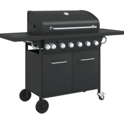 vidaXL Barbecue gril à gaz avec 7 brûleurs noir acier enduit de poudre