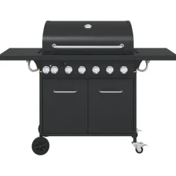 vidaXL Barbecue gril à gaz avec 7 brûleurs noir acier enduit de poudre