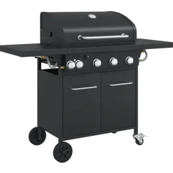 vidaXL Barbecue gril à gaz avec 5 brûleurs noir acier enduit de poudre