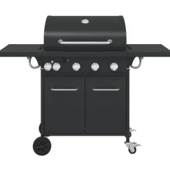 vidaXL Barbecue gril à gaz avec 5 brûleurs noir acier enduit de poudre