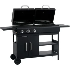 Arts De La Table & Arts Culinaires-vidaXL Barbecue gril combo à gaz et au charbon avec 3 brûleurs
