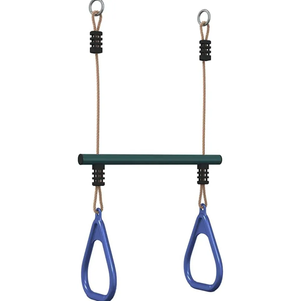 vidaXL Barre de trapèze et anneaux de gymnastique d'enfants acier