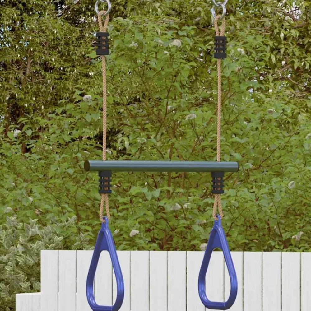 vidaXL Barre de trapèze et anneaux de gymnastique d'enfants acier