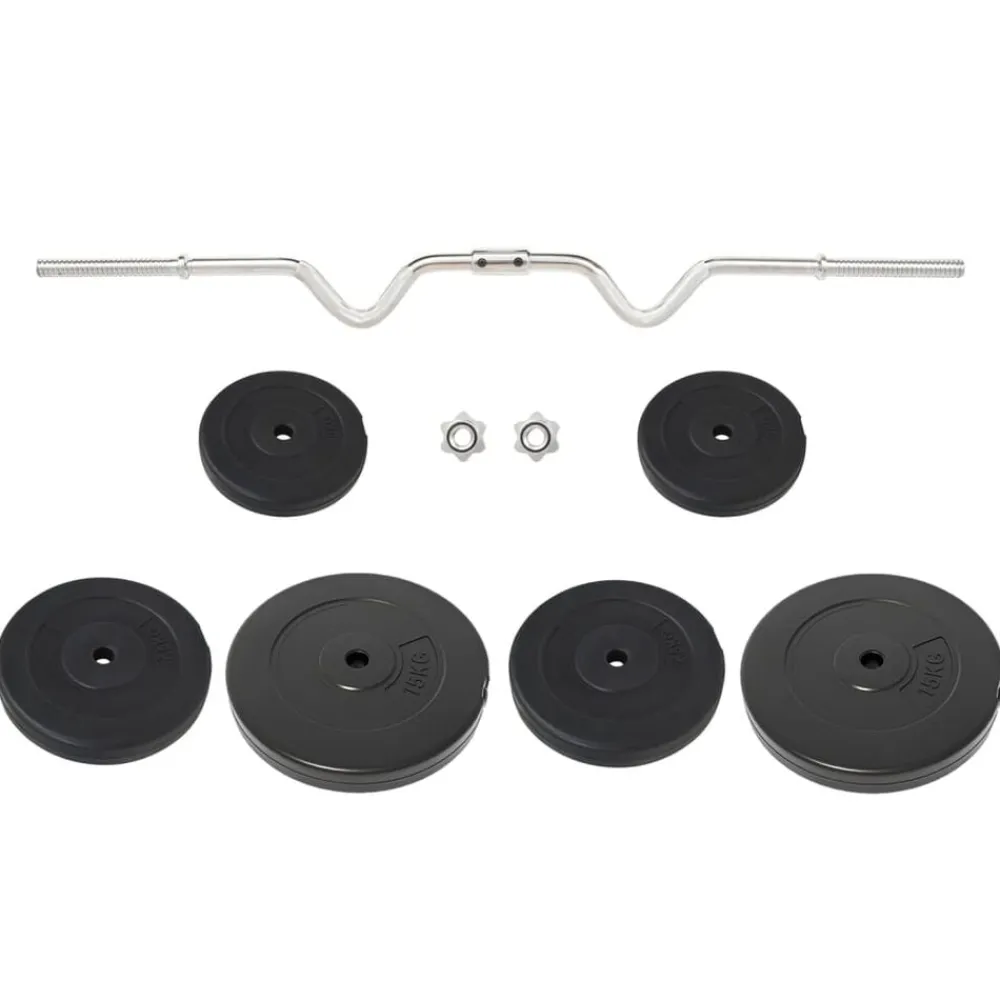 vidaXL Barre d'haltères ondulée avec plaques 60 kg