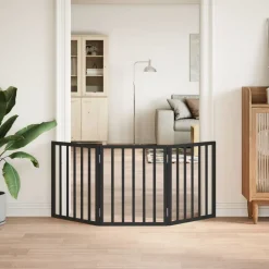Articles Pour Animaux De Compagnie-vidaXL Barrière pour chien pliable 3 panneaux bois de peuplier Noir