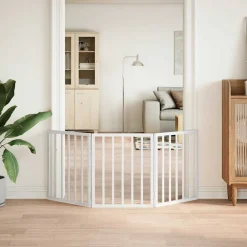 Articles Pour Animaux De Compagnie-vidaXL Barrière pour chien pliable 3 panneaux 150 cm bois de peuplier Blanc