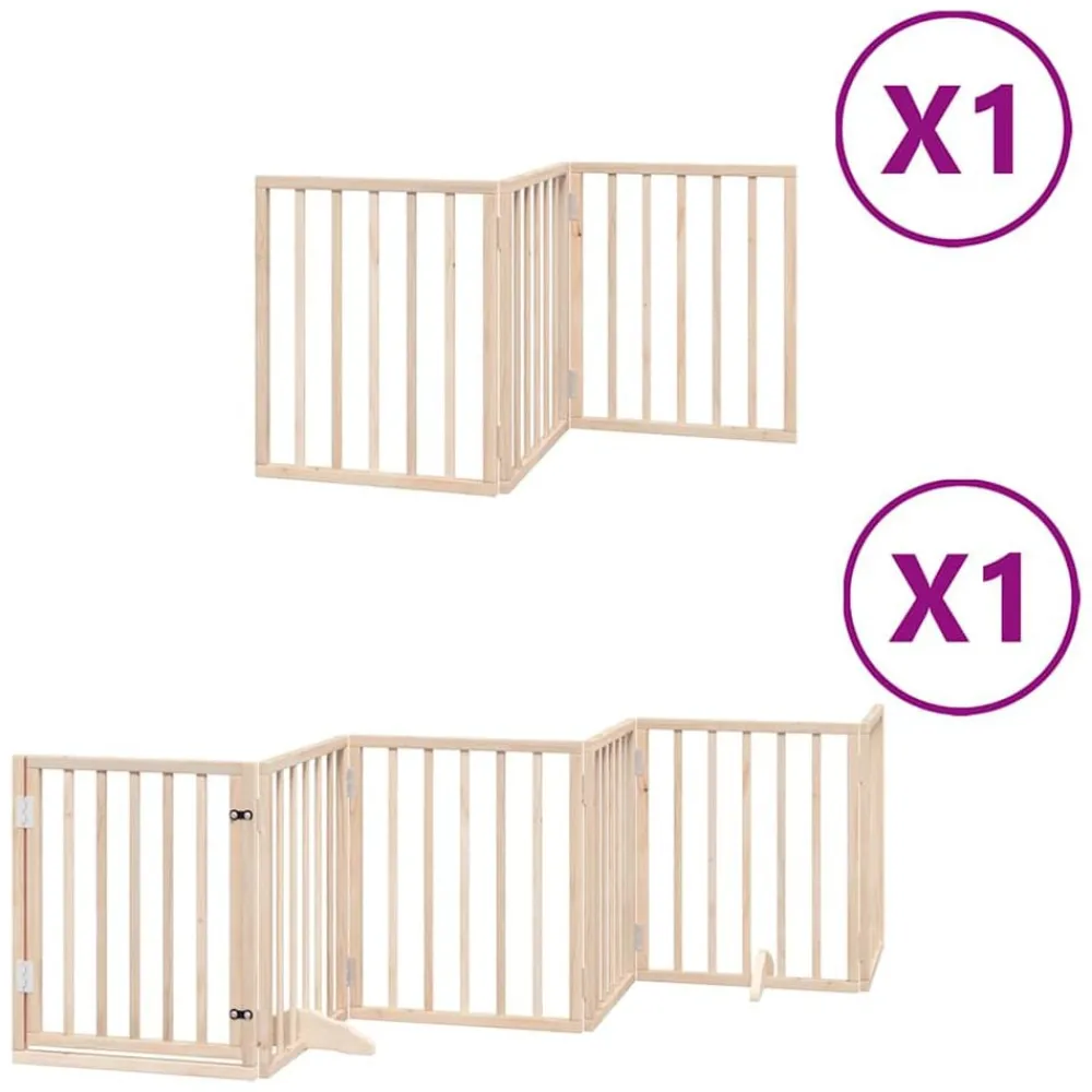 Articles Pour Animaux De Compagnie-vidaXL Barrière pour chiens avec porte pliable 9panneaux bois peuplier Naturel