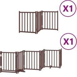 Articles Pour Animaux De Compagnie-vidaXL Barrière pour chien porte pliable 9 panneaux bois de peuplier Marron