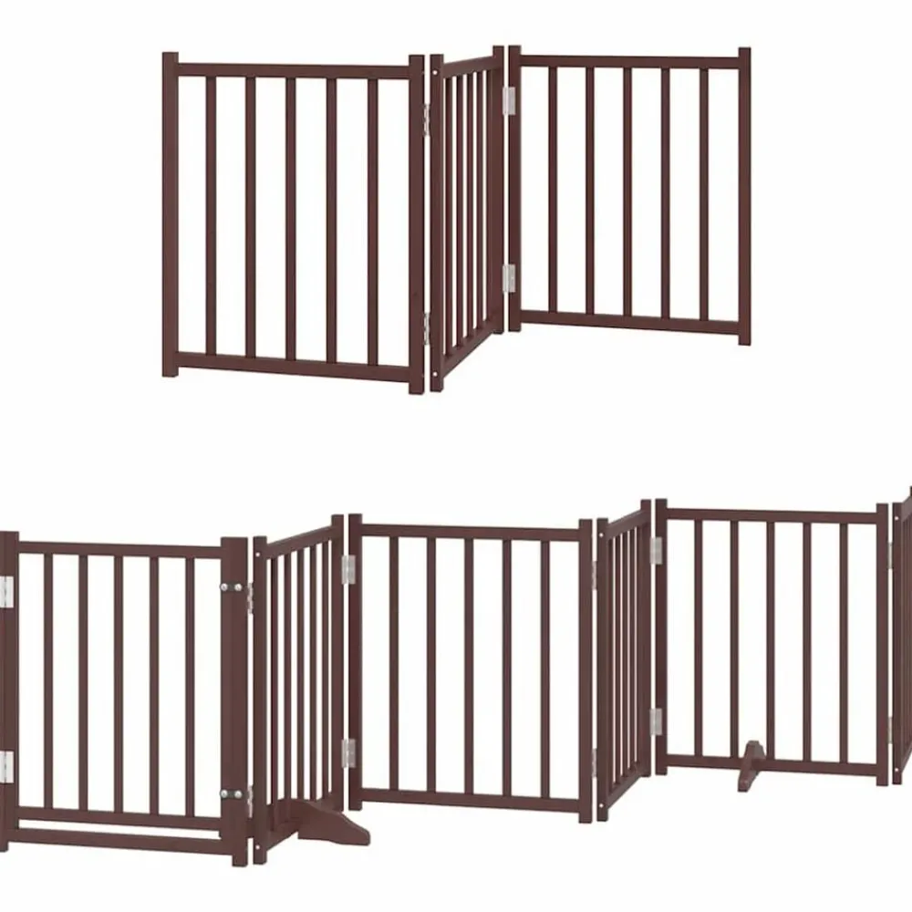 Articles Pour Animaux De Compagnie-vidaXL Barrière pour chien porte pliable 9 panneaux bois de peuplier Marron