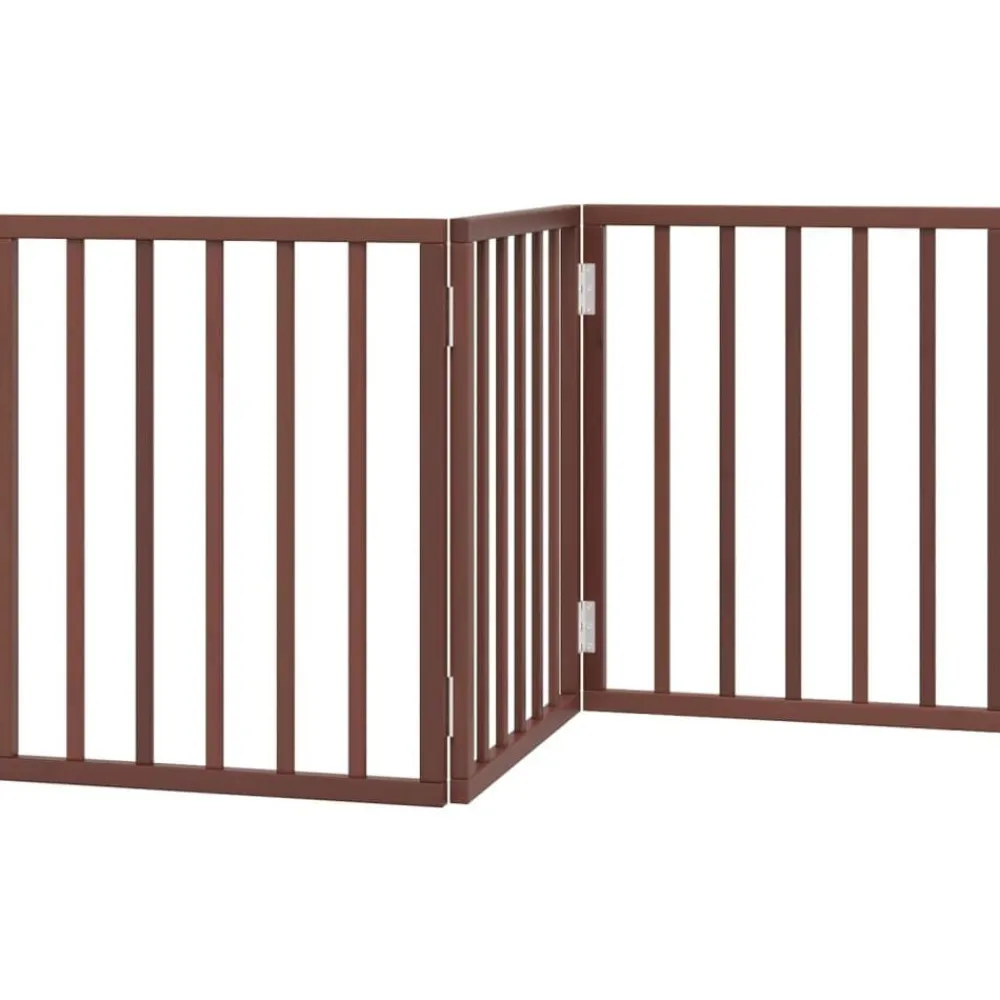 Articles Pour Animaux De Compagnie-vidaXL Barrière pour chien pliable 3 panneaux 150 cm bois de peuplier Marron