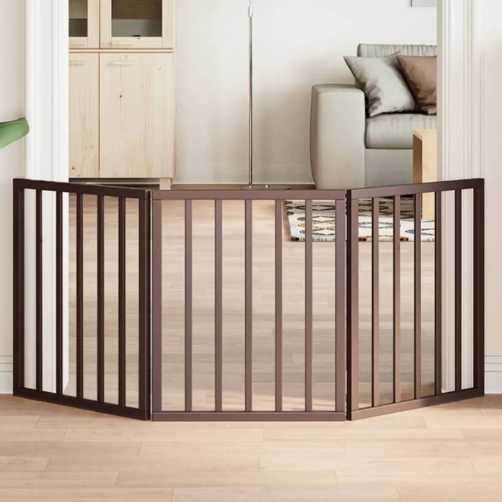 Articles Pour Animaux De Compagnie-vidaXL Barrière pour chien pliable 3 panneaux 150 cm bois de peuplier Marron
