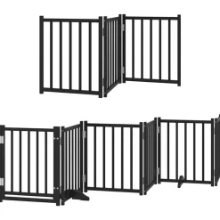 Articles Pour Animaux De Compagnie-vidaXL Barrière pour chien porte pliable 9 panneaux bois peuplier Noir