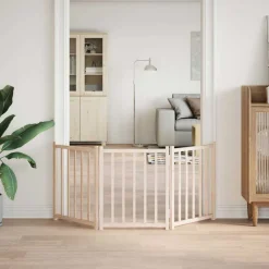 Articles Pour Animaux De Compagnie-vidaXL Barrière pour chien pliable 3 panneaux 150 cm bois sapin massif Naturel
