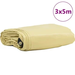 Accessoires De Quincaillerie-vidaXL Bâche 650g / m² 3 x 5 m Toile avec revêtement en PVC Beige