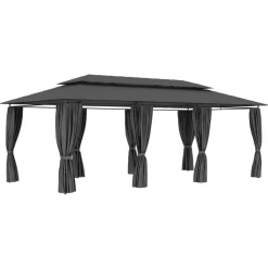 vidaXL Belvédère avec rideaux 600x298x270 cm