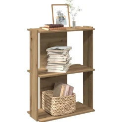 Étagères-vidaXL Bibliothèque à 3 niveaux chêne artisanal 60x30x80 cm ch&ecirc;ne artisanal