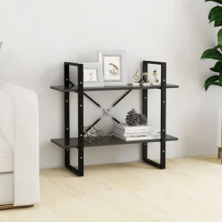 Étagères-vidaXL Bibliothèque à 2 niveaux 80x30x70 cm bois d'ingénierie Gris