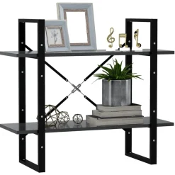 Étagères-vidaXL Bibliothèque à 2 niveaux 80x30x70 cm bois d'ingénierie Gris