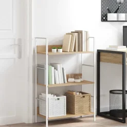 Étagères-vidaXL Bibliothèque à 3 niveaux chêne 60x27,6x90,5cm bois d'ingénierie Ch&ecirc;ne&nbsp;et blanc