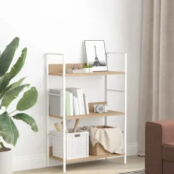 Étagères-vidaXL Bibliothèque à 3 niveaux chêne 60x27,6x90,5cm bois d'ingénierie Chêne et blanc