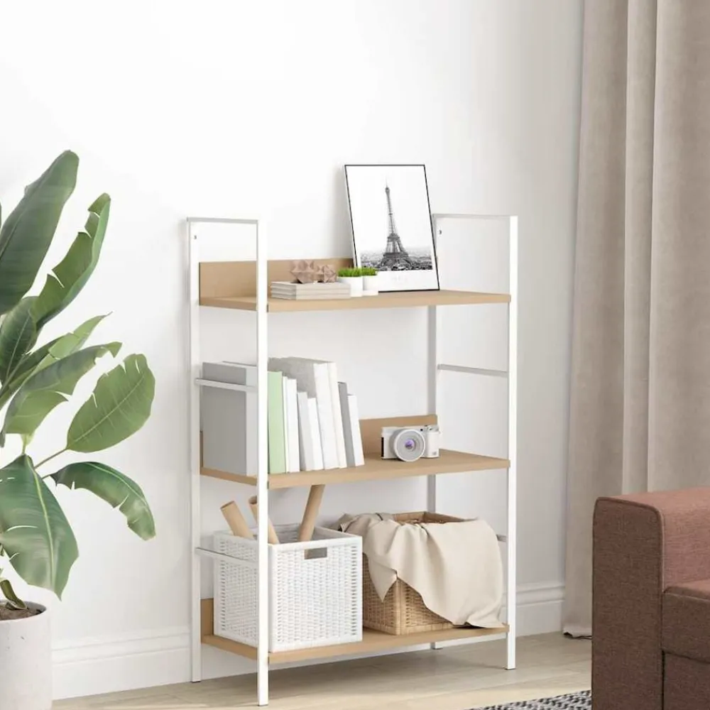 Étagères-vidaXL Bibliothèque à 3 niveaux chêne 60x27,6x90,5cm bois d'ingénierie Chêne et blanc