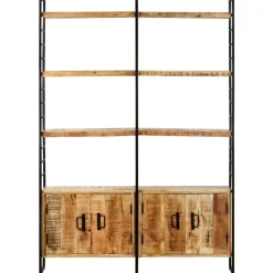 vidaXL Bibliothèque à 4 niveaux 124x30x180 cm Bois de manguier brut