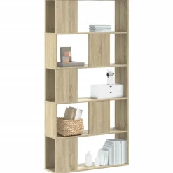 Étagères-vidaXL Bibliothèque 5 niveaux chêne sonoma bois d'ingénierie Ch&ecirc;ne sonoma
