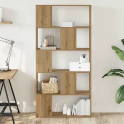 Étagères-vidaXL Bibliothèque 5 niveaux chêne artisanal bois ingénierie Ch&ecirc;ne