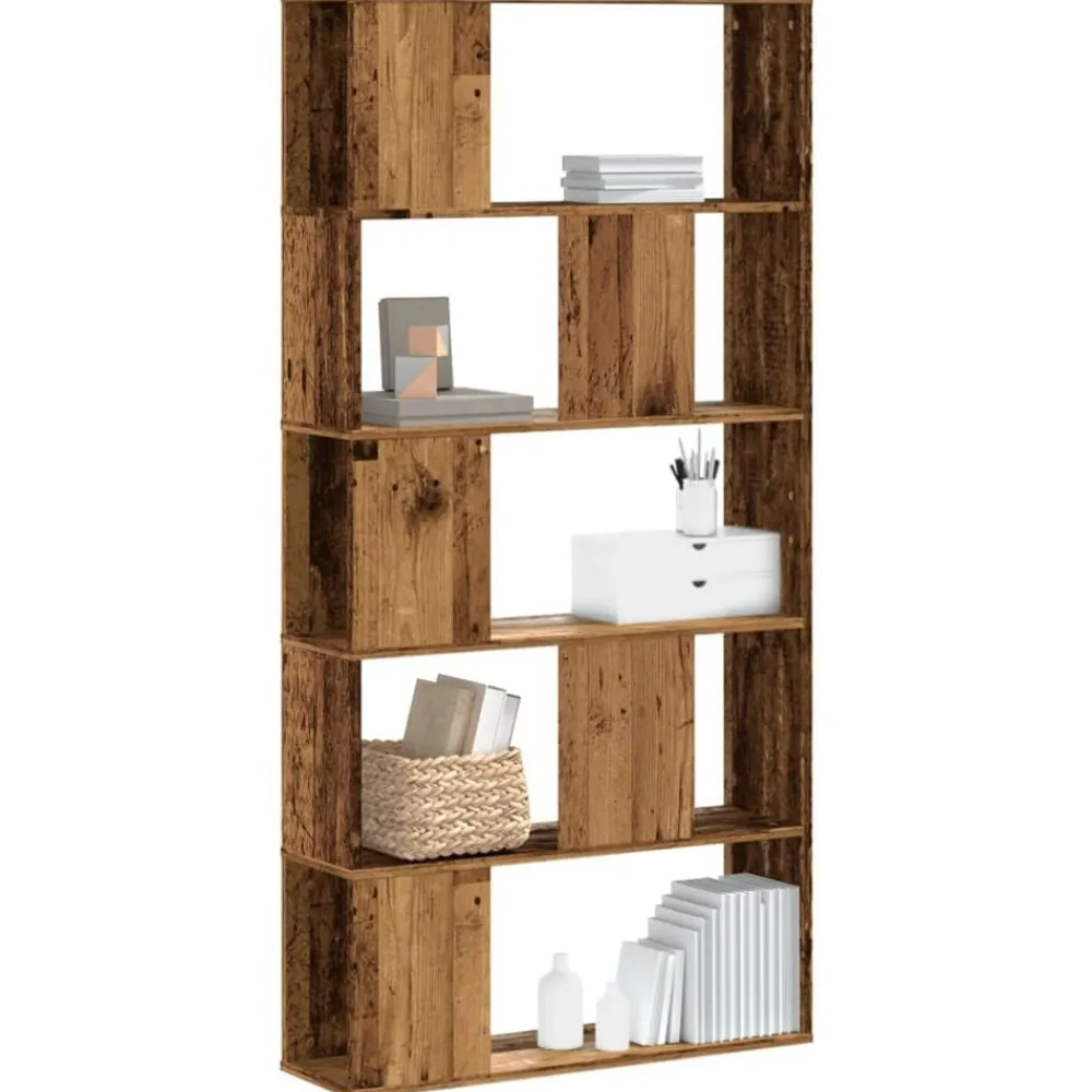Étagères-vidaXL Bibliothèque 5 niveaux bois d'ingénierie Vieux bois
