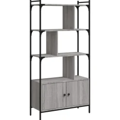 Étagères-vidaXL Bibliothèque avec portes 76,5x30x154,5 cm Sonoma gris