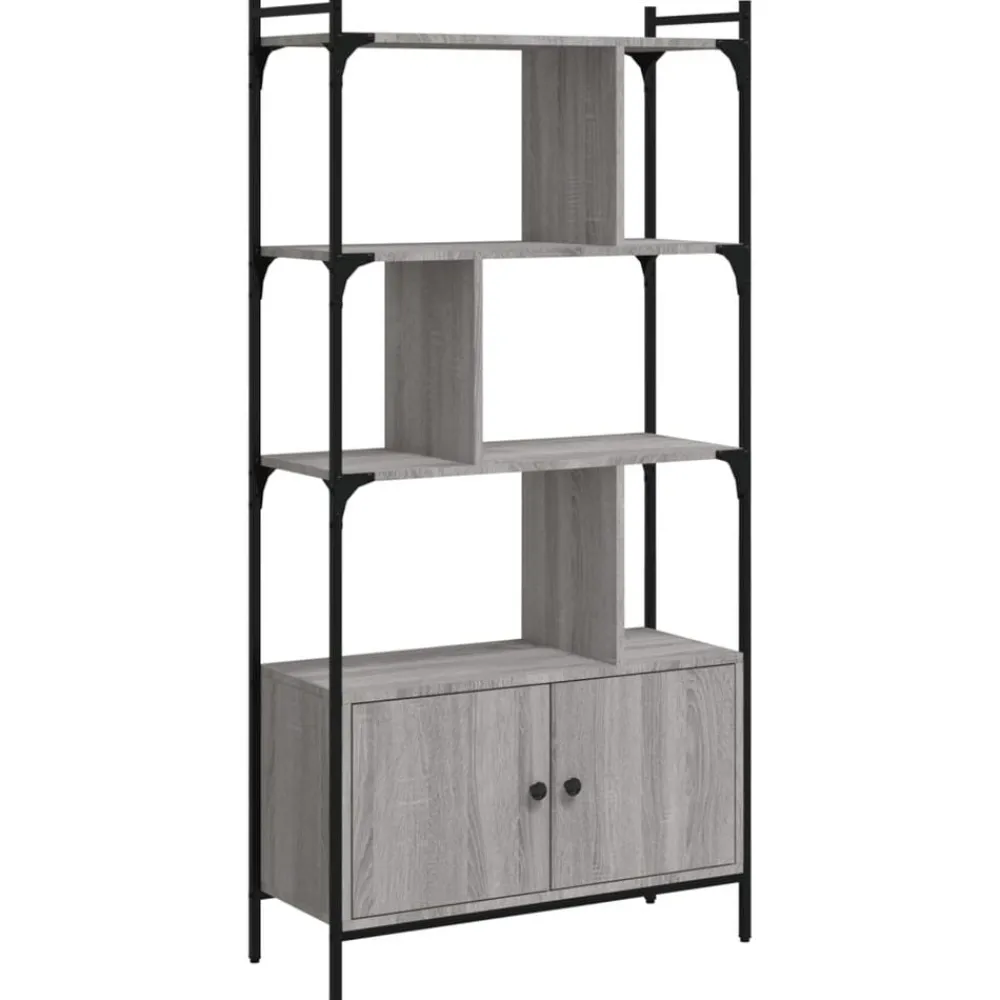 Étagères-vidaXL Bibliothèque avec portes 76,5x30x154,5 cm Sonoma gris