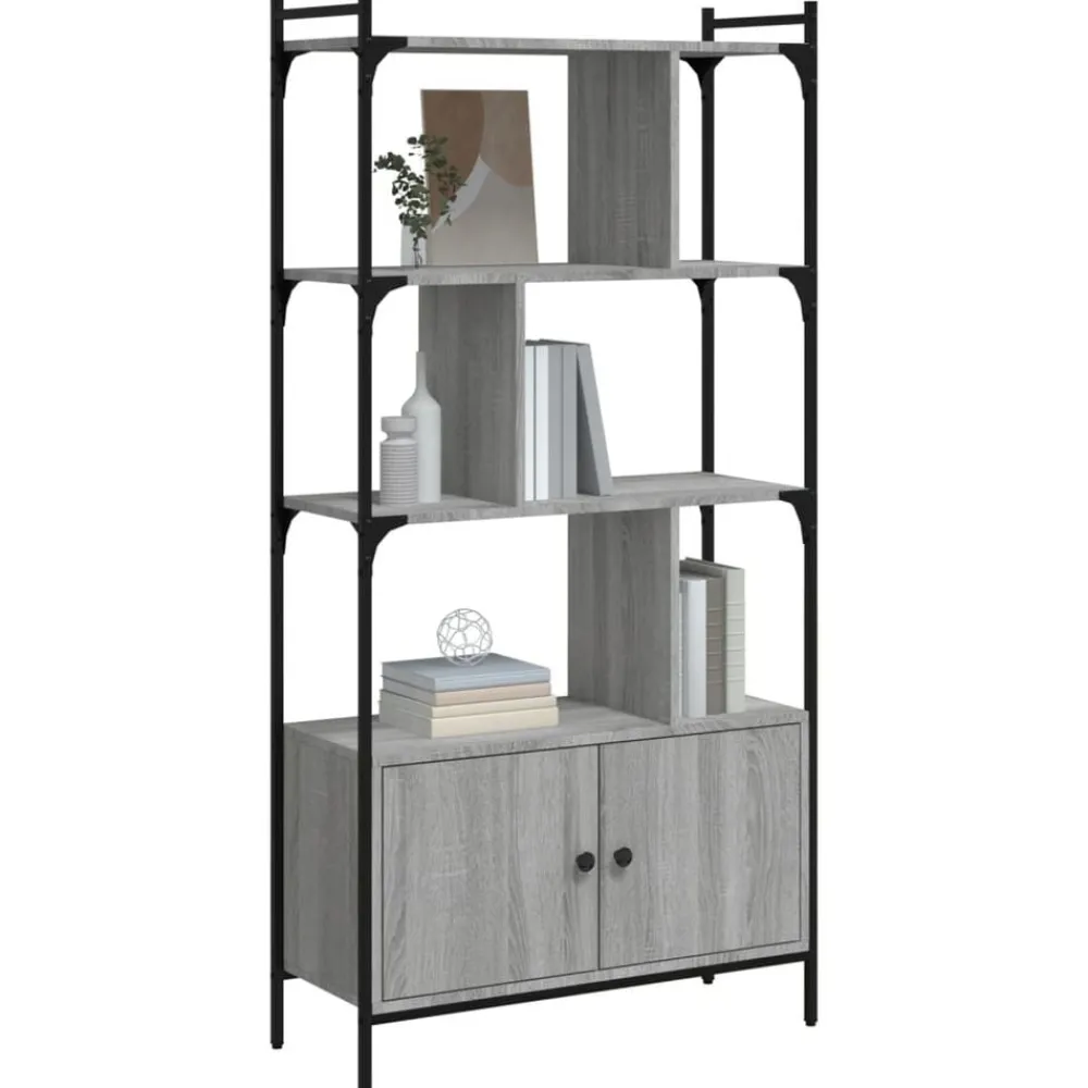 Étagères-vidaXL Bibliothèque avec portes 76,5x30x154,5 cm Sonoma gris