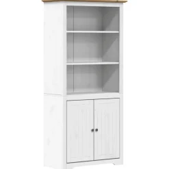 Étagères-vidaXL Bibliothèque BODO blanc and 82x40x173 cm bois massif pin Marron