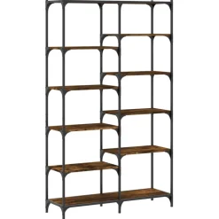 Étagères-vidaXL Bibliothèque chêne fumé 100x32x170 cm bois d'ingénierie et fer Chêne fumé