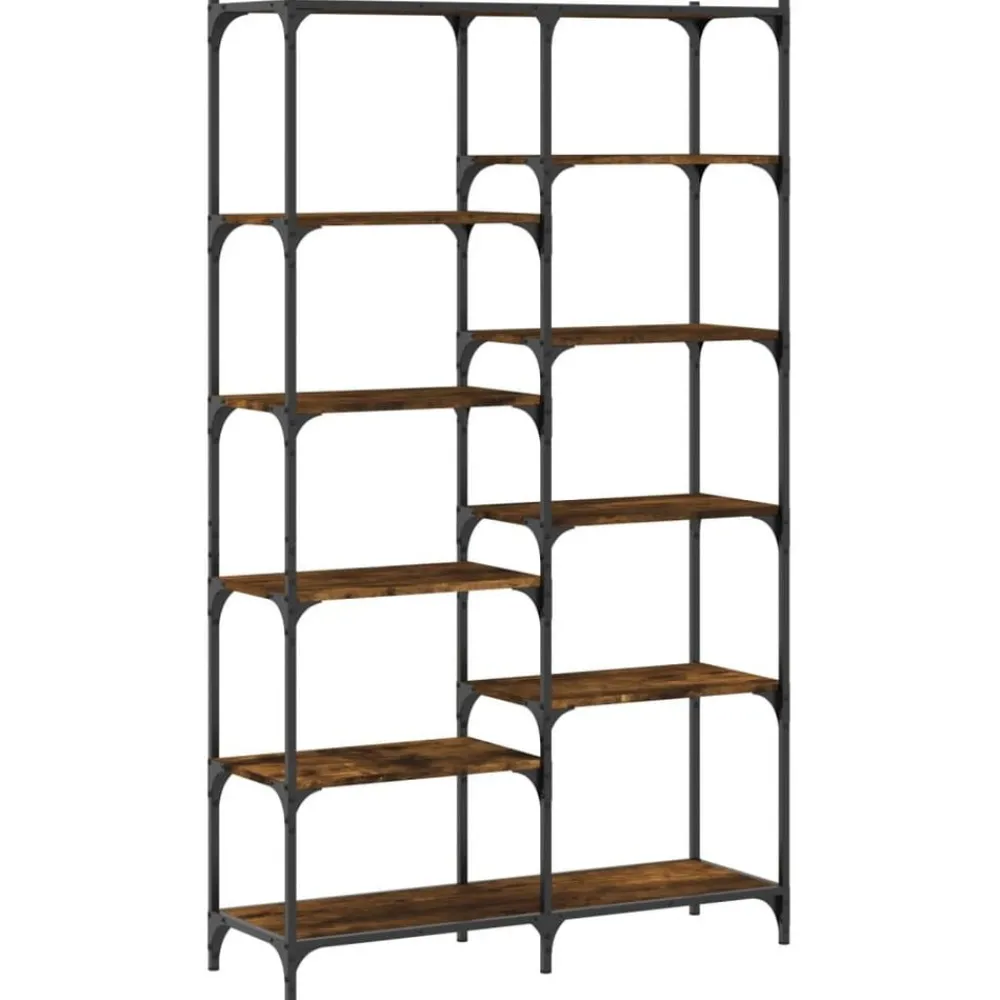 Étagères-vidaXL Bibliothèque chêne fumé 100x32x170 cm bois d'ingénierie et fer Chêne fumé