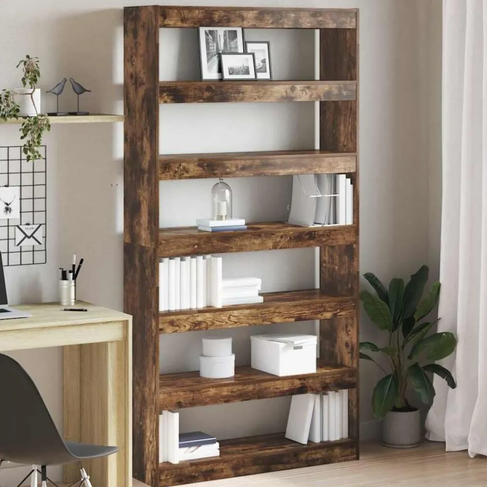 vidaXL Bibliothèque Chêne fumé 100 x 30 x 198 cm Bois d'ingénierie