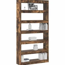 vidaXL Bibliothèque Chêne fumé 100 x 30 x 198 cm Bois d'ingénierie