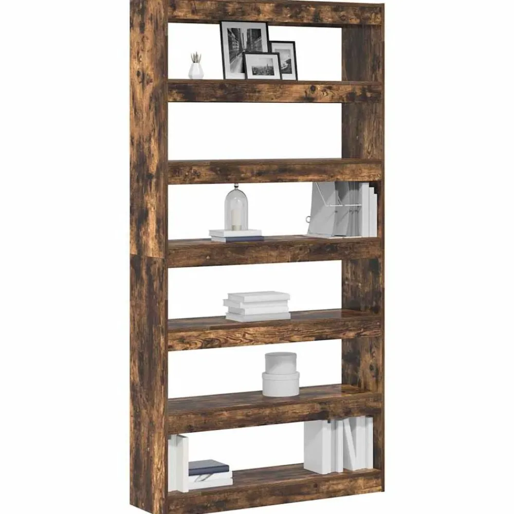 vidaXL Bibliothèque Chêne fumé 100 x 30 x 198 cm Bois d'ingénierie
