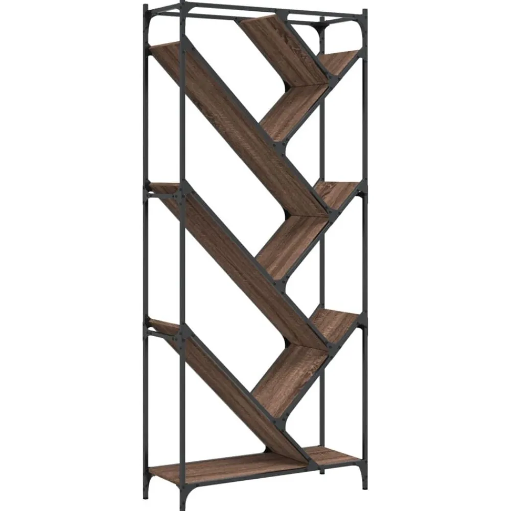 vidaXL Bibliothèque chêne marron 79x30x180 cm bois ingénierie et métal