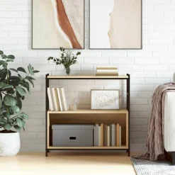 vidaXL Bibliothèque chêne sonoma 80x30x78,5cm bois d'ingénierie et fer