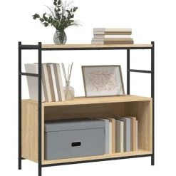 vidaXL Bibliothèque chêne sonoma 80x30x78,5cm bois d'ingénierie et fer
