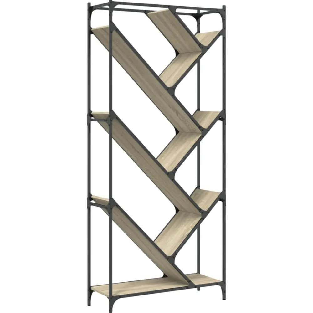 vidaXL Bibliothèque chêne sonoma 79x30x180 cm bois ingénierie et métal